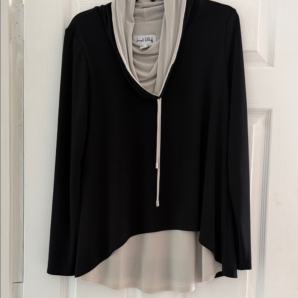 Joseph Ribkoff Black and Cream Layered Top